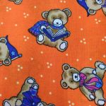 Dacron estampado naranja con azul osos